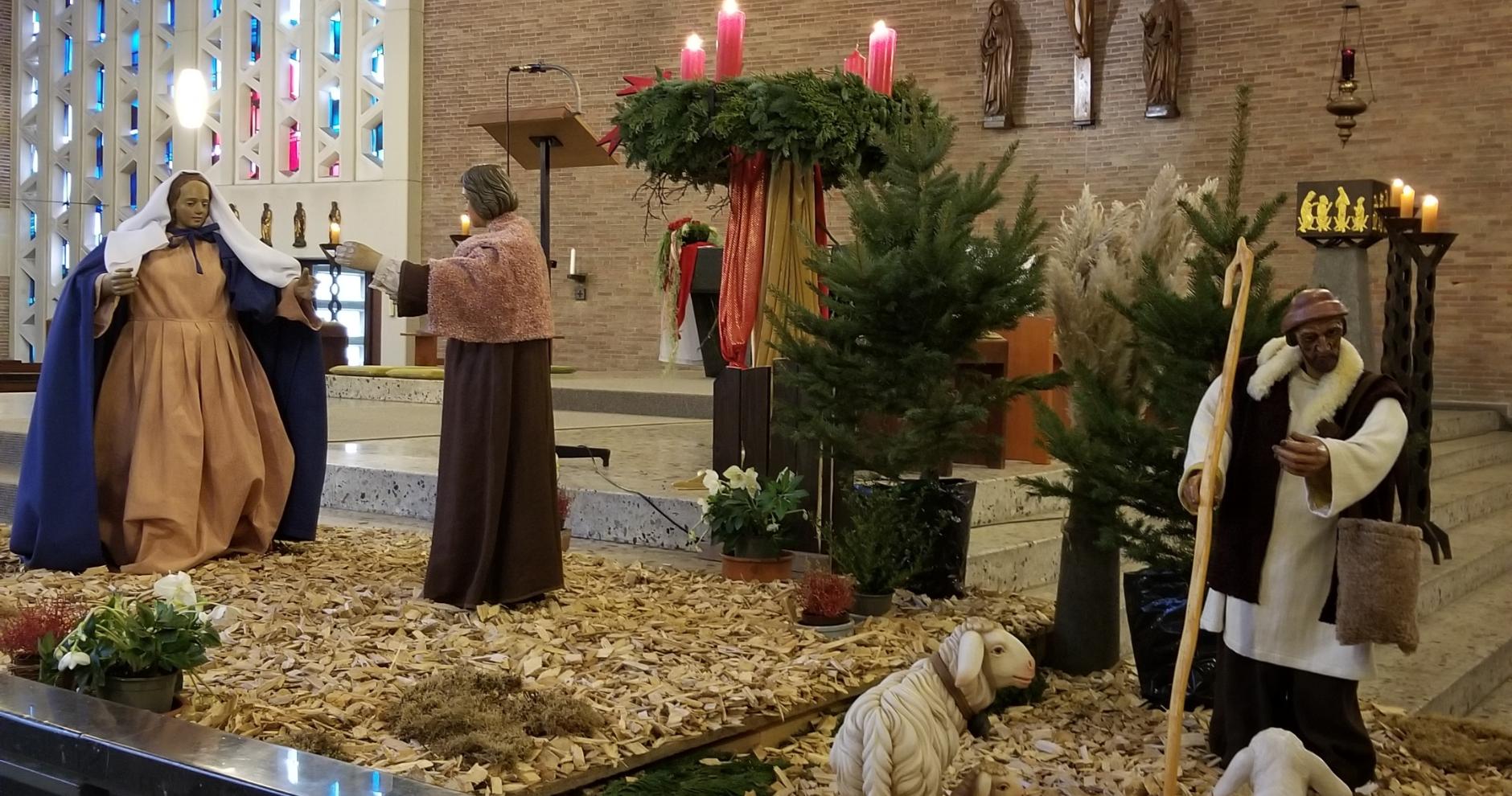 Krippe St. Castor zum 3. Advent - Besuch der Elisabeth bei Maria (2021)