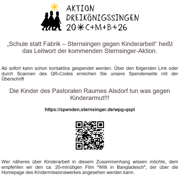 Sternsinger Spendencode 2026