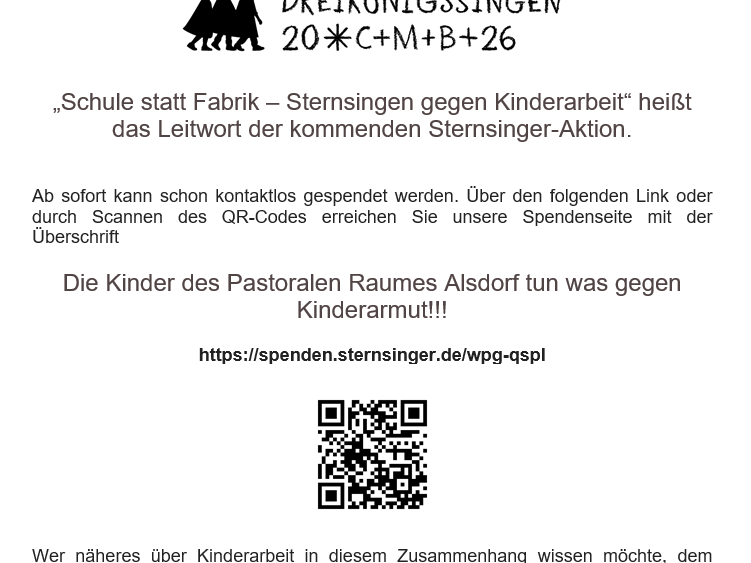 Sternsinger Spendencode 2026